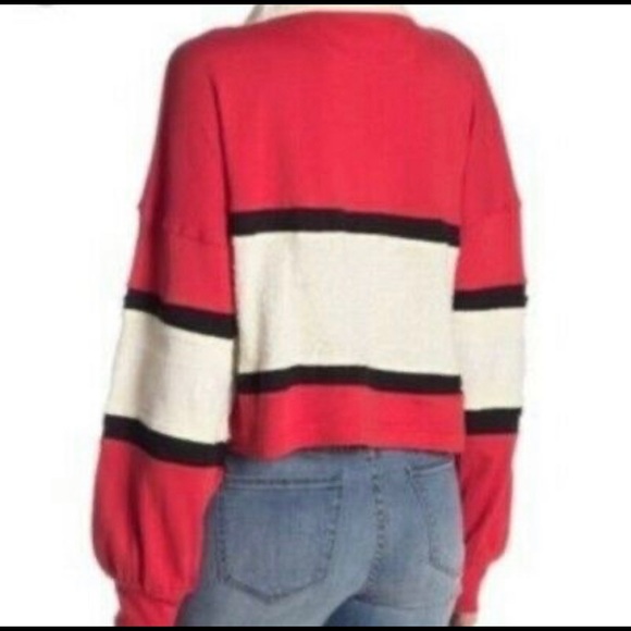 Free People Party Polo Oversized Crop Long Sleeve Top - Picture 3 of 11